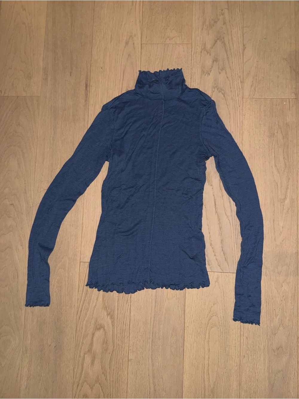 Ribbed Mock Neck Long Sleeve Top - Navy